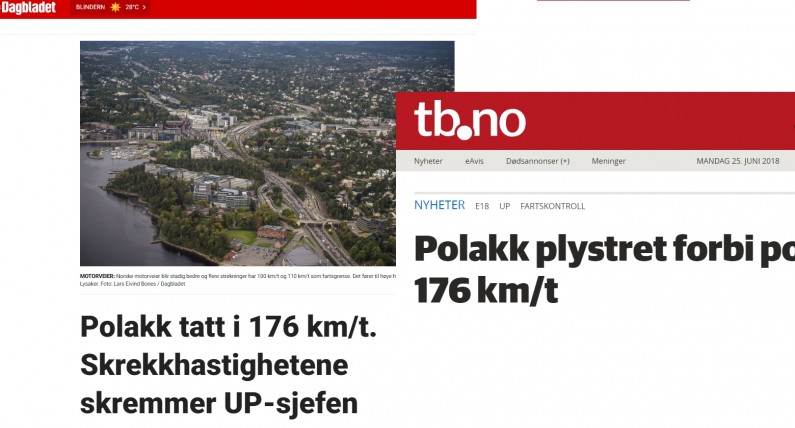 Hipokryzja norweskich mediów: Norweg jechał szybciej, ale to Polaka piętnują