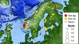  Trzęsienie ziemi o sile  3,4 st. w skali Richtera odnotowano w Sunnhordland