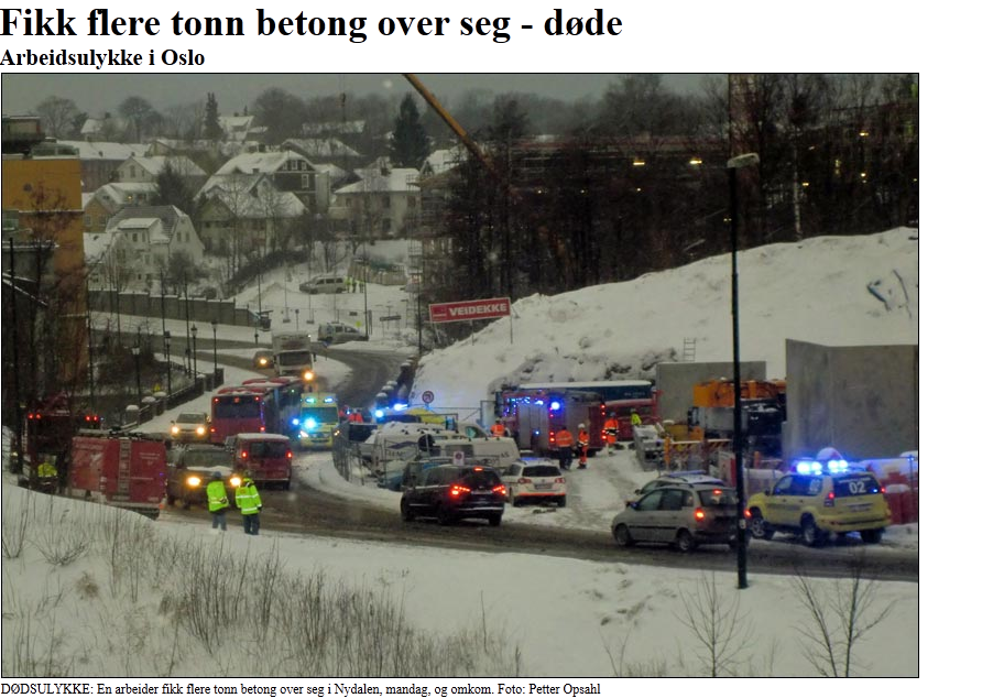 Śmiertelny wypadek na budowie w Oslo