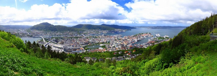 widok na centrum Bergen z góry Fløyen widok na centrum Bergen z góry Fløyen