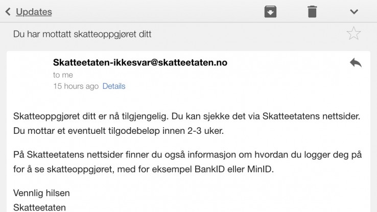 Mail od skatteetaten Mail od skatteetaten
