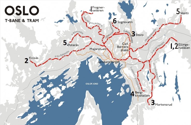 W Oslo jest kilka linii metra