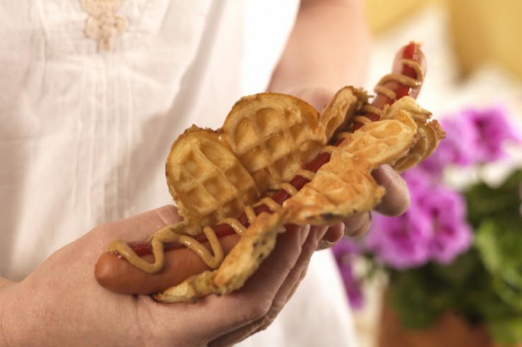 Gofry z parówką Gofry z parówką