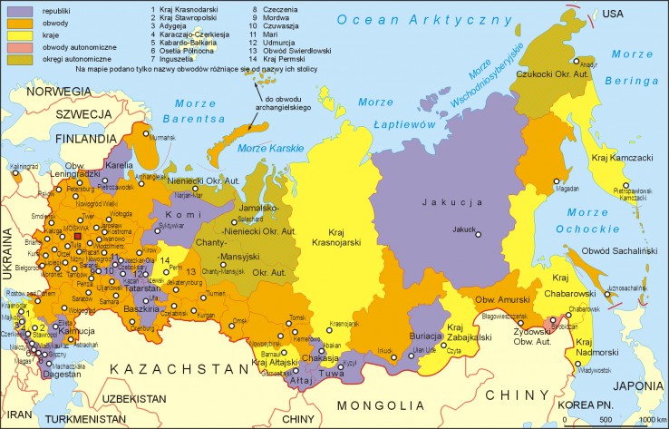 mapa Rosji