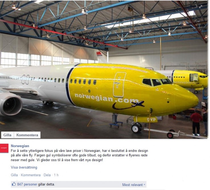 żółty samolot Norwegiana? żółty samolot Norwegiana?
