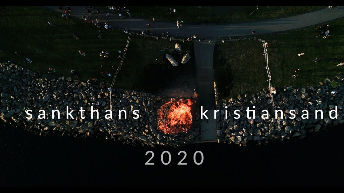 Sankthans 2020 in Kristiansand z powiietrza.