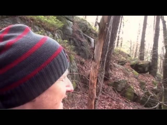 Huge troll chasing man in the Norwegian woods