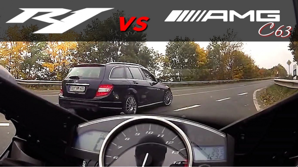 Yamaha R1 vs +530HP Mercedes-Benz +300km/h
