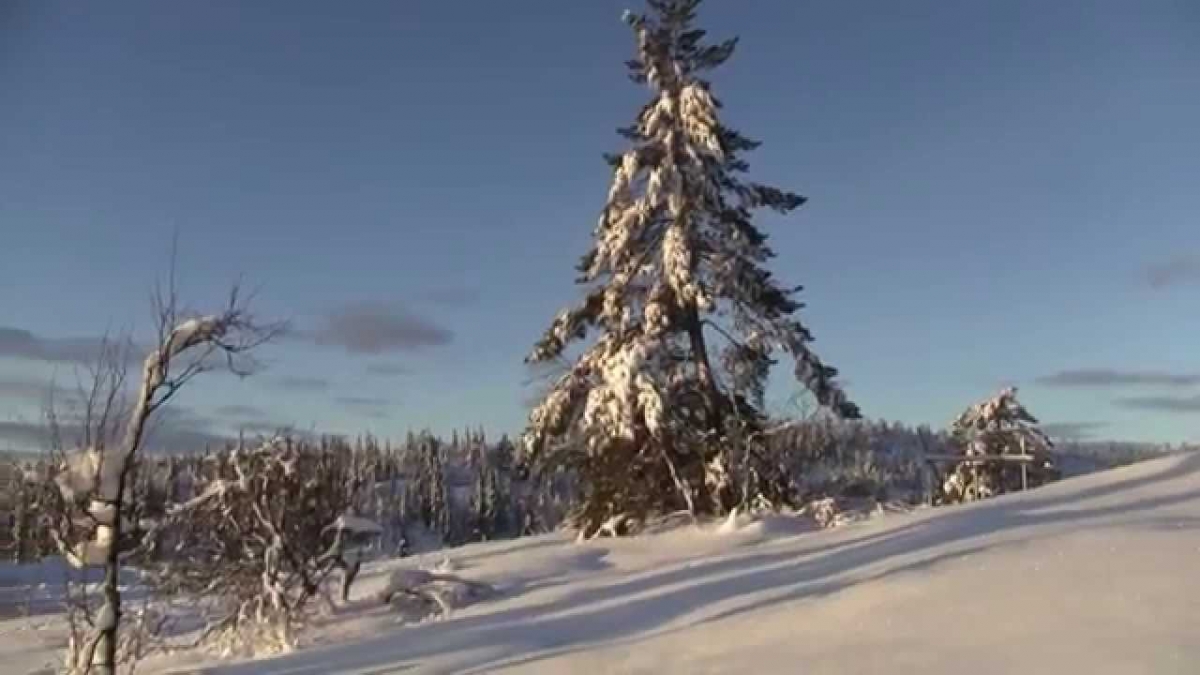 Winter landscape with snowy mountains in Norway (HD - 1080p)